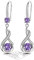 Silver Drop Earrings for Women Dangling, Sterling Silver Dangle Earrings with Cubic Zirconia, Hypoallergenic Purple Dangly Drop Earrings for Women Jewellery Gift for Birthday Christmas