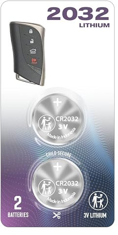 (2 PACK) CR2032 2032 Smart Remote Key Fob OEM Battery Replacement fits key case shell (2018-2021) for Toyota 86 Avalon C-HR Camry Corolla Highlander Prius Prime Rav4 (3 or 4 Button) Smart Key HYQ14FBF