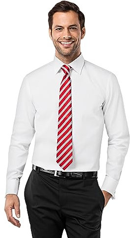 Vincenzo Boretti Camisa de Hombre, Corte Ajuste Recto/Regular-fit, 100% algodón, Manga-Larga, Cuello Kent, puño Reversible, con entredós de Contraste, Lisa, no Necesita Plancha Blanco 39-40