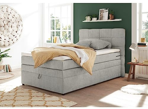 Lomadox Boxpsringbett 120x200 cm mit Bettkasten | Jugendbett in Schlamm mit Härtegrad H2