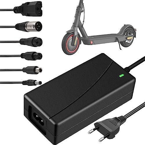 Fivtsme Ladegeräte Für Scooter, E Scooter Ladegerät, Hoverboard Ladekabel, 42V 2A AC E Scooter Ladekabel für Elektrofahrräder, Elektroroller Ladegerät mit 5 Anschlüssen für Scooter Elektrisch