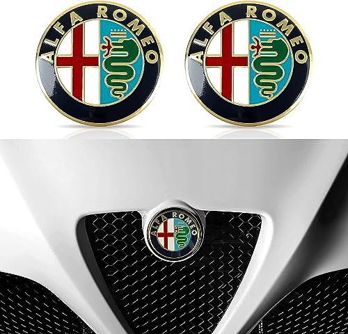 2 Stück Auto-Logo-Emblem-Abzeichen-Aufkleber für Alfa Romeo 147 156 159 166 Giulietta Mito Stelvio Giulia, Motorhauben-Aufkleber Autoreifen vorne und hinten Aufkleber (74 mm),C