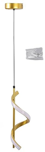 Hyuduo Spirale LED-Pendelleuchte, Goldfarben, Moderne Integrierte LED-Hängelampe, 85-265 V, Hängeinsel-Leuchte für Wohnzimmer, Schlafzimmer, Küche, Spüle, Esszimmer (weißes Licht)
