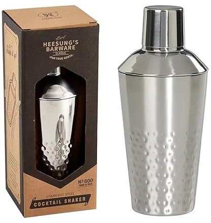 Heesung Cocktail Shaker Set 24oz Cocktail Shaker Drink Mixer Hammered Finishes for Bartender and Home Bar
