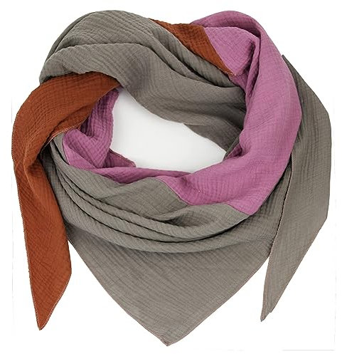 Glamexx24 Damen XXL Schal Dreieckschal Dreieckstuch Halstuch musselin Schal Poncho viele Farbkombinationen aus Baumwolle made in italy