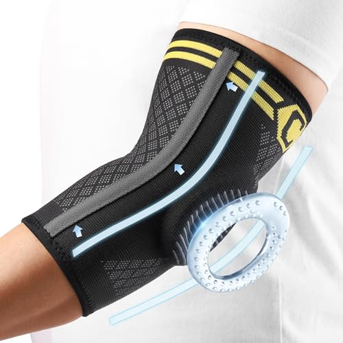 CAMBIVO 2x Ellenbogenbandage Herren Damen, Tennisarm Bandage mit Gelpolster und Seitenstabilisatoren, Bandage Ellenbogen für Schmerzlinderung bei Tennisarm, Golferarm, Sehnenentzündungen