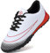 Lvptsh Boys Girls Football Boots Kids Athletic Soccer Cleats Shoes Indoor Outdoor Spikes Football Competition Shoes Boy's SneakersWhiteRed,EU38