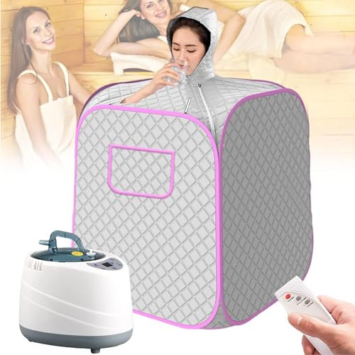 ZALIX Sauna A Vapore Spa/Bagno Fumigazione A Vapore A Botte di Sudore/Sauna A Vapore Mobile Portatile con Generatore di Vapore da 1000 Watt/9 Livelli di Temperatura/Telecomando,A