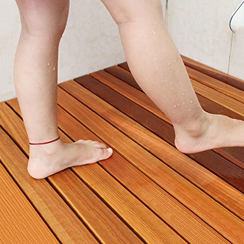 Teak-Duschmatte,groß,Bequeme Fußmatte aus Holzbrett/Lattenrost,Drainage,erhöhte Plattform,rutschfest,hoch,5,1 cm,Badematte/Teppich/Fußmatte (Größe: 80 x 100 x 4,3 cm (31,5 x 39,4 x 1,7 Zoll)