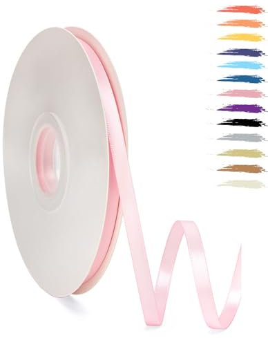 6mm Rose Fin Ruban Satin pour Emballage Des Cadeaux,95 mètres Polyester Rubans pour Bouquets,Ballon,Couture,Nœuds,Gâteau,Satin Ruban Roll pour Décoration de Mariage/Anniversaire/Noël/Fête