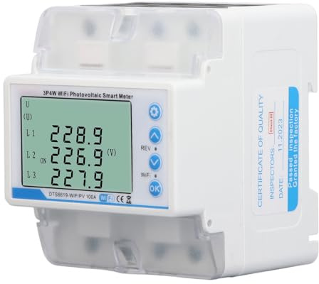 Compteur D'énergie Intelligent WiFi sur Rail Din triphasé, Moniteur D'énergie Domestique 60-300 V 100 A, Minuterie de Disjoncteur avec Tuya, Protection de Courant de Tension