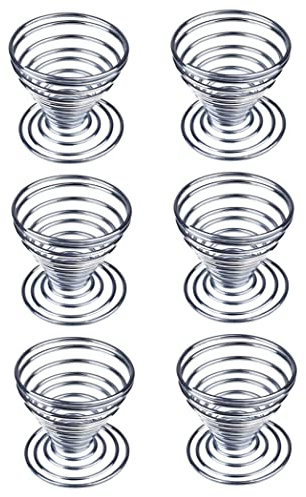 6Pcs Egg Cup Egg Metal Wire Tray Cup Egg Tray Stainless Steel Soft Boiled Egg Cups Holder Stand.