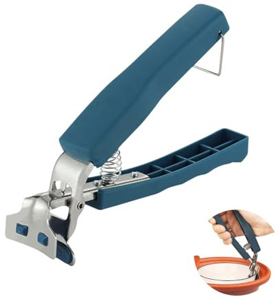 Biglumin Pinzas Cocina Profesional Pinzas Barbacoa de Acero Inoxidable y Silicona Resistentes, Pinzas para Bandeja de Pizza de Acero Inoxidable, Clip Antiquemaduras, Clip para Tazón de Plato Caliente