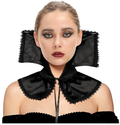 keland Gothic Vampir Kragen Hexe Samt Viktorianisch Halskrause für Damen Halloween (X-Schwarz)