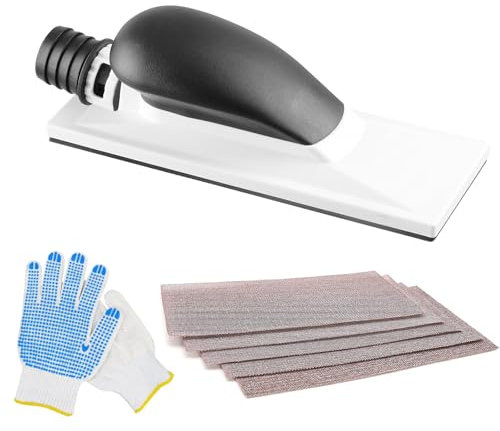 Levigatrice per Muro Manuale, 70x198mm Smerigliatrice Manuale, Levigatura Manuale con 5 pezzi di Dischi Abrasivi Net P80 P120 P180 P240 P320, Grigio