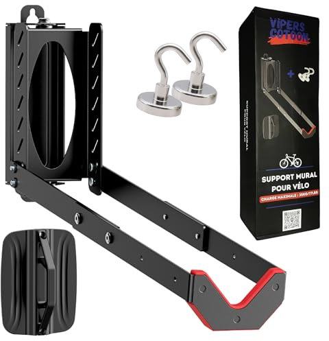Support mural vélo robuste avec crochets magnétiques, accroche murale pour rangement facile, porte-vélo pour garage et intérieur, compatible vélos 16 à 29