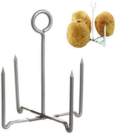 Vision4ever 1Pcs 4 Spikes Folding Oven Baked Jacket Best Potato Baker Stand Potato Baker Rack for Perfectly Baked Potatoes | Jacket Potato Holder Stand
