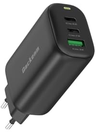Qackenm GaN USB C Ladegerät 65W, 3-Port USB C Netzteil, PPS Schnellladegerät für MacBook Pro/Air, iPhone 17, iPhone 16 Pro/15, iPhone Air, iPad mini/Air, Dell XPS 13, Galaxy S24, Steam Deck (Schwarz)