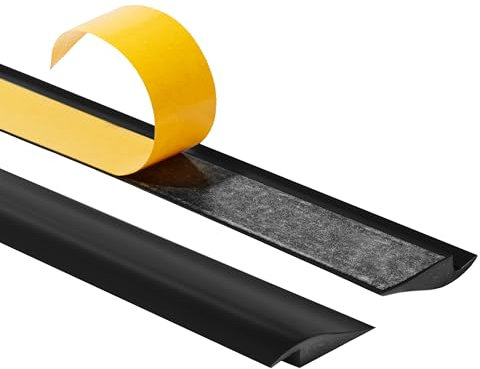 Quest Übergangsprofil, Höhenausgleich Selbstklebend, Übergangsleiste - 50 mm x 7 mm - PVC Höhenausgleichsprofil Abschlussprofil, Anpassungsprofil, Bodenleiste ohne Klebeband (Schwarz, 2 Meter)