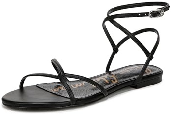 Sam Edelman Women's Ellina Flat Sandal, Black Leather, 7