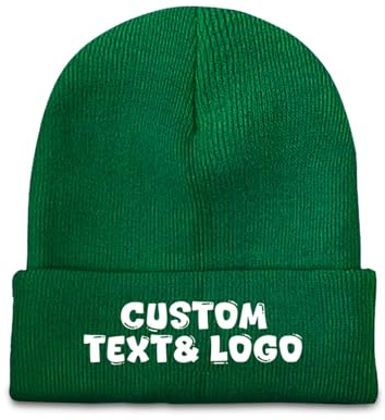 Warme Strickmützen mit eigenem Text, Name, Logo, Bild, Unisex, Schwarzes Grün, Einheitsgröße