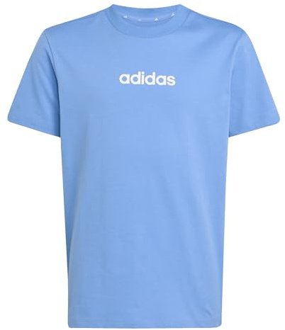 adidas Unisex Kids Essentials Linear Logo T-Shirt, Blue Fusion/White, 7-8 Years