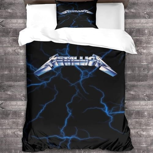 YTPONBCSTUG metallic Bedding Sets Heavy Metal Duvet Cover Set 3 Piece, Microfiber 3D Heavy Metal Bedroom Duvet Set Single(135x200cm)