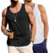 Wayleb Tank Top Herren Baumwolle Ärmelloses Rundhals Sport Achselshirt Atmungsaktiv Gym Fitness Tanktop Muskelshirt Bodybuilding Workout Trainingsshirt, Schwarz/Weiß 3XL