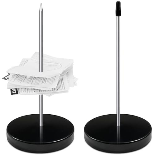 gaoduanluoluo 2 Stück Zettelspießer, Bonspießer Zettelhalter,Edelstahl Kassenbon Halter,Rechnungen Spike für Küche Hotel Restaurant Cafe Büro (Schwarz)