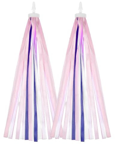 2 Stück Lenkerfransen Kinder Pompons Kinderfahrrad Fahrrad Quasten Luftschlangen Streamer Kinderfahrrad Bändchen Lenker Bänder Streamer für Mädchen Und Jungen Kinderfahrradzubehör(Rosa)