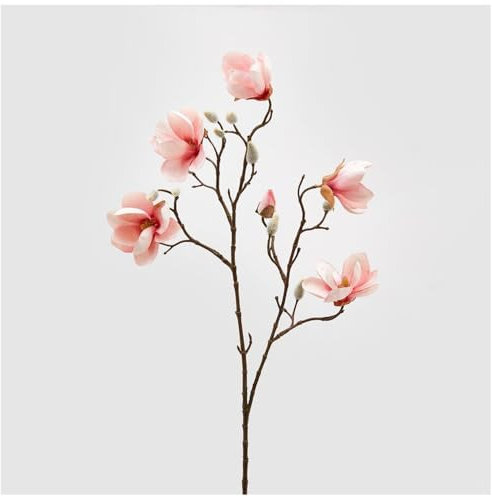 EDG - Enzo de Gasperi Künstlicher rosa blühender Magnolienzweig, realistische Kunstblumen für Dekorationen, H80cm