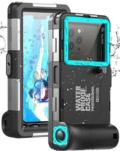 Waterproof Diving Phone Case for iPhone Samsung Galaxy Huawei Series Smartphones, Professional [50ft/15m] Outdoor Snorkeling Underwater Surfing Photo Video Cover (Black-Teal)