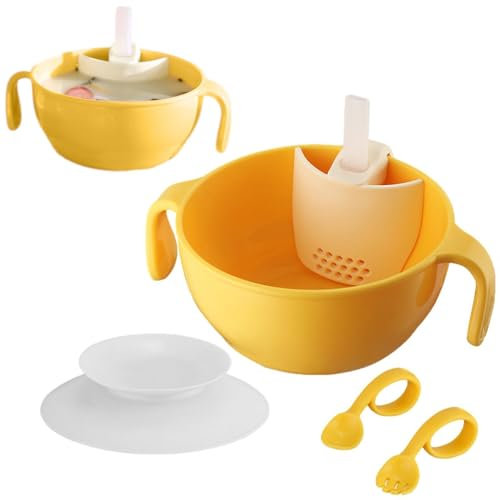 Baby Sippy Bowl, bols pour avec des pailles,Bol de paille pour bébé aspiration en silicone - Assiette alimentaire pour les tout-petits détachables, non-alimentation sans glissement alimentaire pour ga