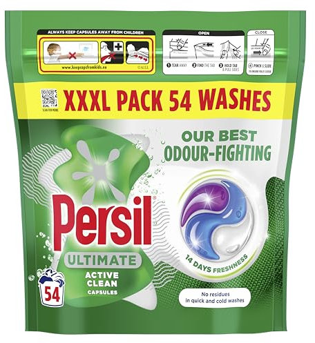 Persil Ultimate Active Clean Washing Capsules our best odour-fighting for 14 days of freshness 54 washes