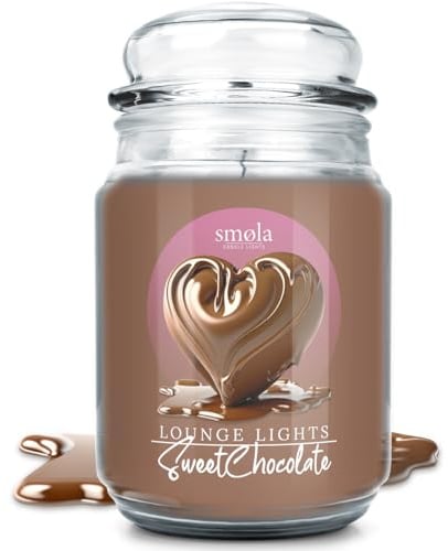 smøla Große Duftkerze im Glas I Sweet Chocolate 625ml - Kerze Schokolade, Süßer Duft I bis zu 140 Stunden Brenndauer I vegane Sojawachs-Kerze I perfekte Geschenkidee