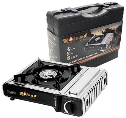 Roland Germany Gaskocher 1 Flammig mit Tragekoffer Campingkocher Mini Tragbare Outdoor Gasgrill