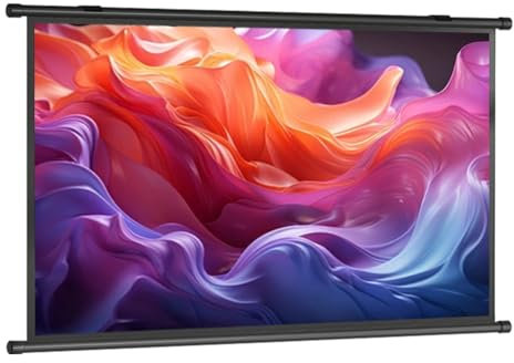 Écran De Toile De Projection, Ecran Videoprojecteur 60 Pouces 4K HD 16:9 Infroissable Vidéoprojecteur Cinéma Domicile Extérieur, Enroulable Deroulant Manuel, Fixation Mur Ou Plafond Écran Idéal(16:9,5