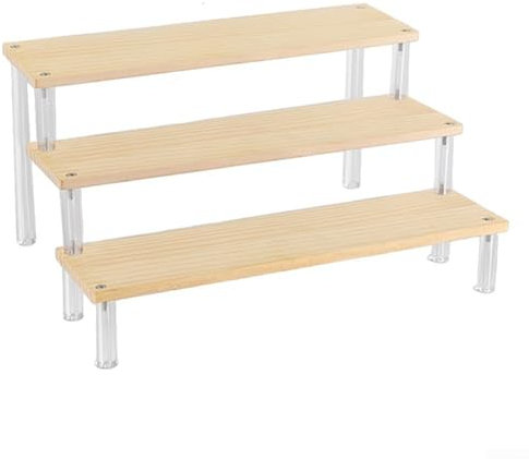 CashMuch Espositore multistrato in acrilico per scaletta in legno per organizzare la decorazione della casa (3 strati 50 cm)