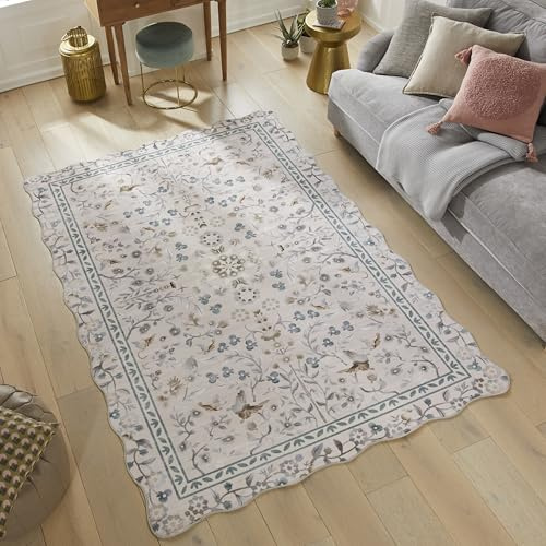 Liberty LIB305 Teppich, waschbar, gewellter Teppich, rutschfest, Samt, weich, für Wohnzimmer, Schlafzimmer, Küche, elegantes Vintage-Design (LIB305 Altrosa, Größe XL 200 x 300 cm)