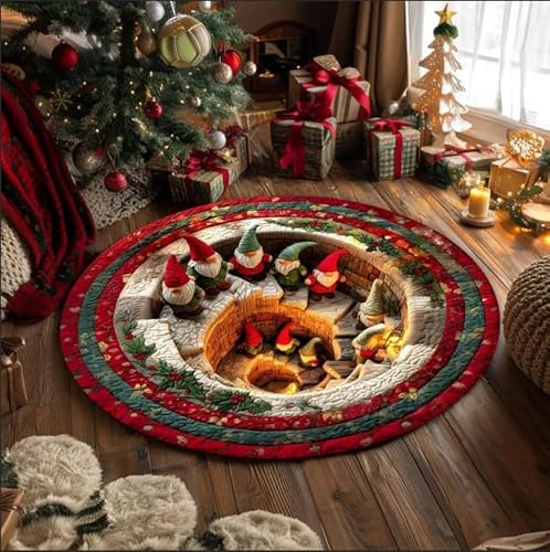 Kertaym 3D Weihnachtsteppich Mit Optischer Täuschung, fußmatte Weihnachten, Bunte 3D Weihnachts Teppich, fußabtreter für Zuhause, Schlafzimmer, Küche (E)