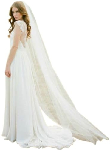 Schleier braut Long Tulle Wedding Veils One Layer With Comb Bridal Veil For Bride Accessories zum Verkleiden(Ivory,250cm)