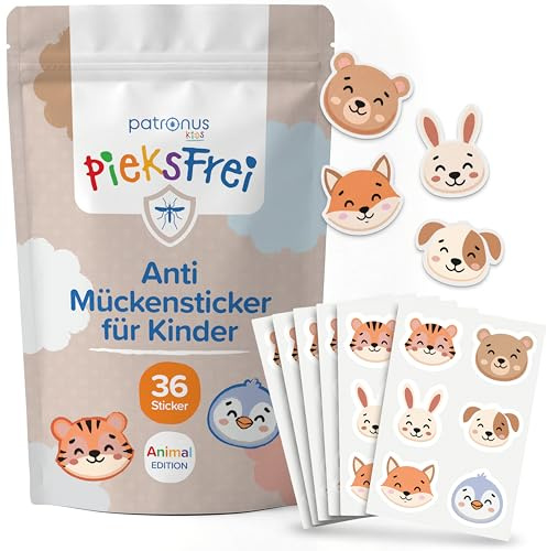 Pieksfrei - Anti Mücken Sticker für Kinder & Babys [36 Stück] - Animal