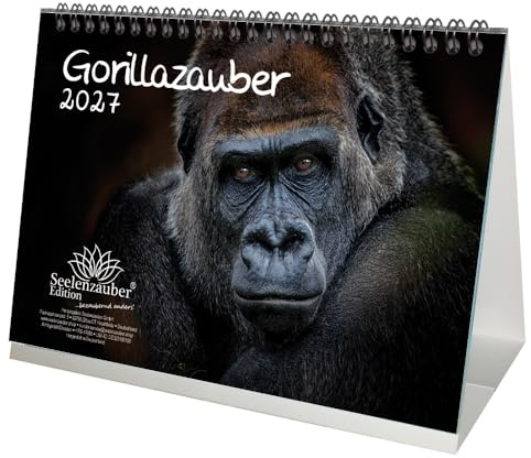Gorillazauber DIN A5 Tischkalender für 2027 Affen - Seelenzauber