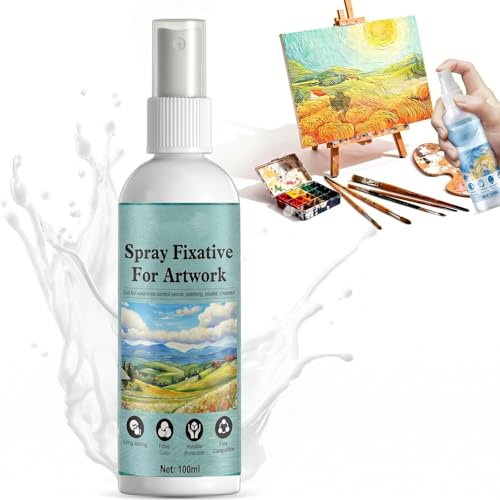 100ml Fixative Spray for Art, Pencil, Charcoal & Pastel Drawings - Fast-Acting Smudge-Proof Film, Clear Acrylic Spray Sealer & Varnish for Acrylic Painting for Color Fixing & Protection