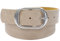 Einfarbiger Damen Ledergürtel mit Ovaler Metall-Schnalle im Vintagelook Länge 85 cm, Farbe Beige