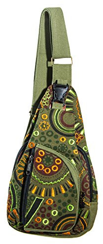 Kunst und Magie Goa Bodybag Schultertasche, Farbe:Army Green