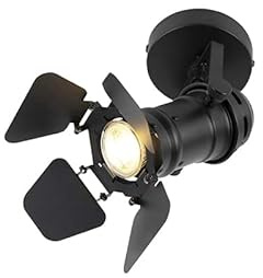 Qazqa Verstellbarer Deckenstrahler, Deckenspot - Movie - Schwarz, max. 50W, Geeignet für LED, 24.5cm, Ideal als Wohnzimmerlampe, Küche lampe