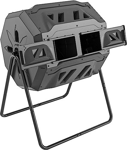 SQUEEZE master 160L Dual Chamber Compost Tumbler Bin Capacity rotatable, Better Air Circulation Efficient Compost, Rotating Tumbling Composter Bin for Garden