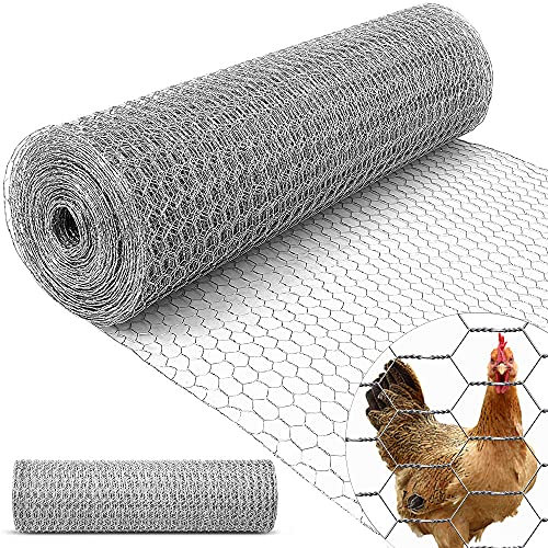 Amagabeli Verzinkter Maschendrahtzaun 50cm x 25m | 0,7mm Drahtstärke | 13mm Sechseck-Maschen | Für Hühnerzaun, Kaninchengehege & Wildschutz | Feinmaschiges Hasengitter
