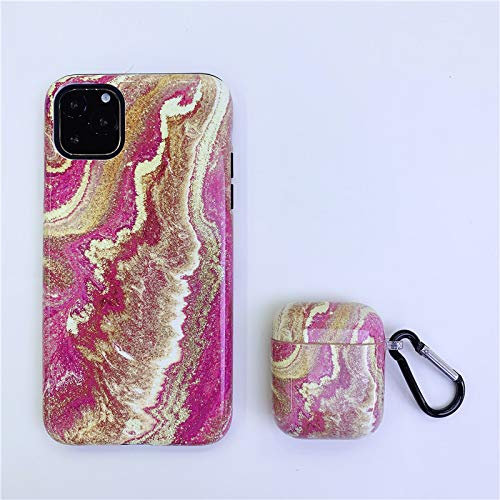 Custodia® Marmorierte TPU Hülle + Headset-Abdeckung Gleicher Anzug für Apple iPhone 11 und AirPods(4)